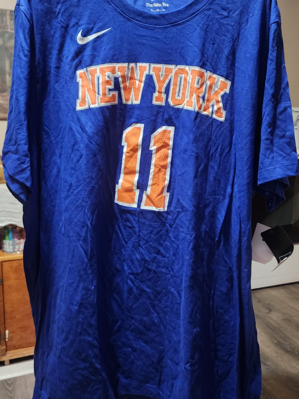Nike NBA Blue New York #11 Brunson Graphi Tee with Orange Accents Sz XXL NWT